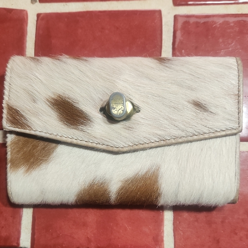 Brown and White Fur Clutch